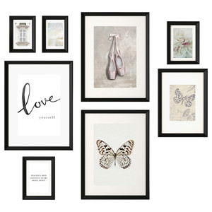 KNOPPÄNG Frame with poster, set of 8, little things