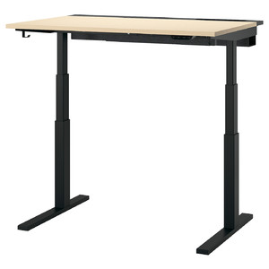 MITTZON Desk sit/stand, electric birch veneer/black, 120x80 cm