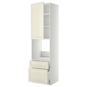 METOD / MAXIMERA Hi cab f ov w dr/2 frnt/1 m/1 h drw, white/Bodbyn off-white, 60x60x220 cm