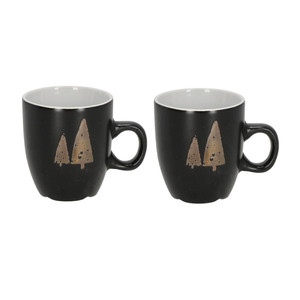 Set of 2 Mugs 150ml Christmas Trees, grey