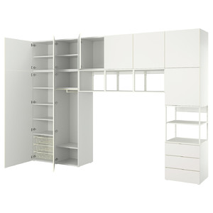 PLATSA Wardrobe with 9 doors+3 drawers, white/Fonnes white, 360x42x241 cm