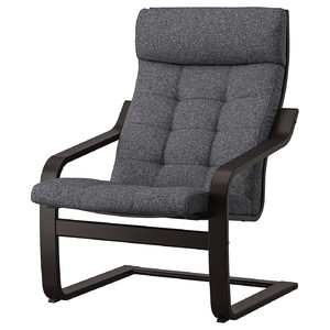 POÄNG Armchair, black-brown/Gunnared dark grey