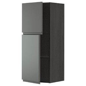 METOD Wall cabinet with shelves/2 doors, black/Voxtorp dark grey, 40x100 cm