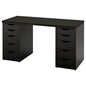 LAGKAPTEN / ALEX Desk, black-brown, 140x60 cm