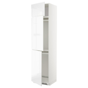 METOD High cab f fridge/freezer w 3 doors, white/Voxtorp high-gloss/white, 60x60x240 cm