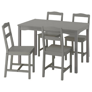 HAUGA / HAUGA Table and 4 chairs, grey/grey, 118x74 cm