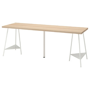 LAGKAPTEN / TILLSLAG Desk, white stained oak, white, 200x60 cm