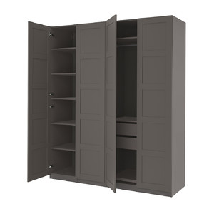 PAX / BERGSBO Wardrobe, dark grey/dark grey, 200x60x236 cm