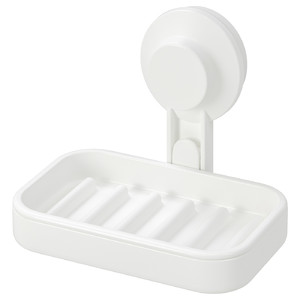 TISKEN Soap dish with suction cup, white