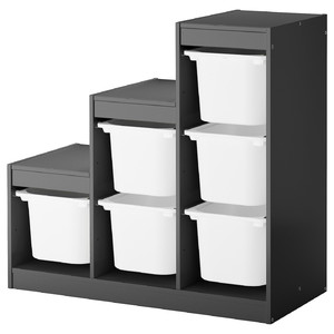 TROFAST Storage combination, grey/white, 99x44x94 cm