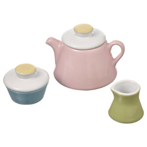 DUKTIG 3-piece tea playset, mixed colours