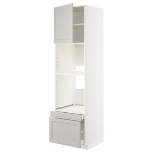 METOD / MAXIMERA Hi cab f ov/combi ov w dr/2 drwrs, white/Lerhyttan light grey, 60x60x220 cm