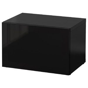 BESTÅ Shelf unit with glass door, black-brown, Glassvik black/smoked glass, 60x40x38 cm