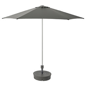 HÖGÖN Parasol with base, light grey/Grytö dark grey, 270 cm