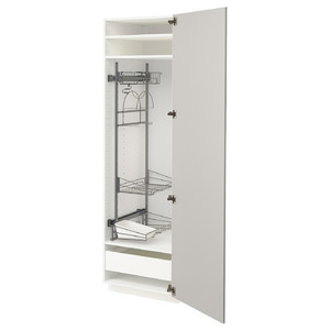METOD / MAXIMERA High cabinet with cleaning interior, white/Ringhult light grey, 60x60x200 cm