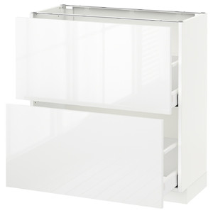 METOD / MAXIMERA Base cabinet with 2 drawers, white, Ringhult white, 80x37 cm