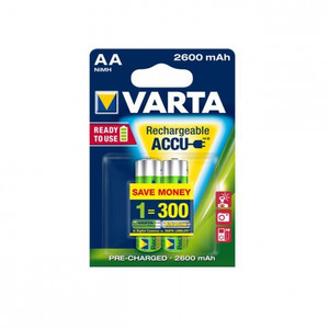 Varta Rechargeable Batteries R6 AA 2600mAh, 2 pack