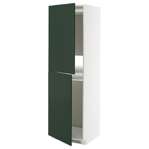 METOD High cabinet for fridge/freezer, white/Havstorp deep green, 60x60x200 cm