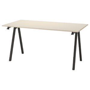 TROTTEN Desk, beige/anthracite, 160x80 cm