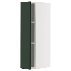 METOD Wall cabinet with shelves, white/Havstorp deep green, 20x80 cm