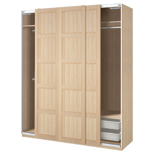 PAX / BERGSBO Wardrobe combination, white stained oak effect/white stained oak effect, 200x66x236 cm