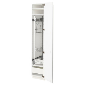 METOD / MAXIMERA High cabinet with cleaning interior, white Enköping/white wood effect, 40x60x200 cm