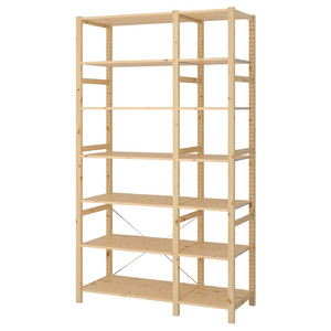 IVAR 2 sections/shelves, pine, 134x50x226 cm