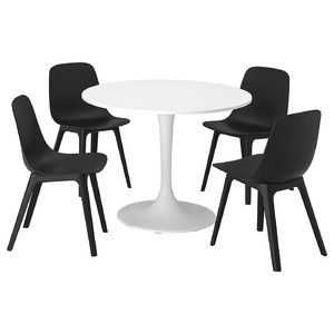 DOCKSTA / ODGER Table and 4 chairs, white white/anthracite, 103 cm