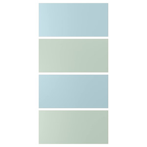 MEHAMN 4 panels for sliding door frame, light blue/light green, 100x201 cm