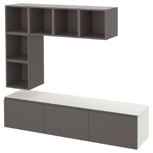 BESTÅ / EKET TV storage combination, white Västerviken/dark grey, 180x42x185 cm