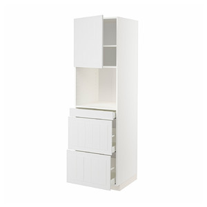 METOD / MAXIMERA Hi cab f micro combi w door/3 drwrs, white/Stensund white, 60x60x200 cm