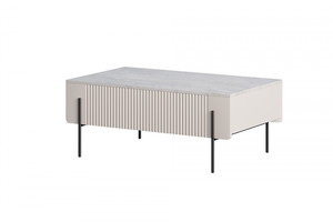 Coffee Table with Drawers Malmi 100 cm, cashmere, crema bianca, black legs