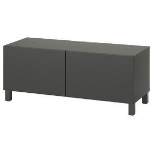 BESTÅ TV bench with doors, dark grey/Lappviken/Stubbarp dark grey, 120x42x48 cm