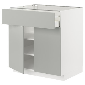 METOD / MAXIMERA Base cabinet with drawer/2 doors, white/Havstorp light grey, 80x60 cm