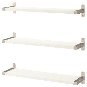 BERGSHULT / GRANHULT Wall shelf combination, white, nickel-plated, 80x20 cm