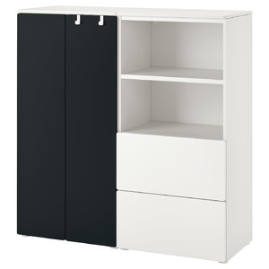 SMÅSTAD / PLATSA Storage combination, white/blackboard surface, 120x42x123 cm