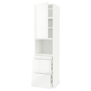 METOD / MAXIMERA Hi cab f micro combi w door/3 drwrs, white/Ringhult white, 60x60x240 cm