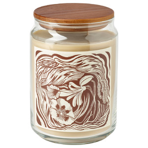 GLANSLIND Scented cndl in glass w lid/2 wicks, smoky vanilla/light beige, 100 hr