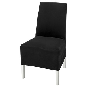 BERGMUND Chair w medium long cover, white/Djuparp dark grey, 52x59x96 cm
