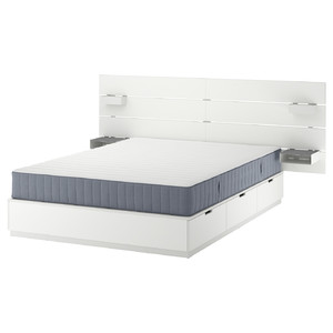 NORDLI Bed frame with storage and mattress, with headboard white/Valevåg medium firm, 160x200 cm