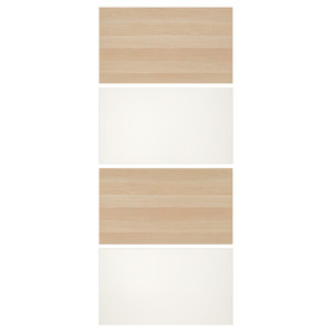 MEHAMN 4 panels for sliding door frame, white stained oak effect, white, 100x236 cm