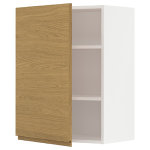 METOD Wall cabinet with shelves, white/Voxtorp oak effect, 60x80 cm