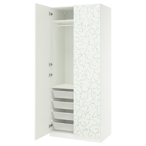 PAX / LINNABERG Wardrobe combination, white/patterned, 100x60x236 cm