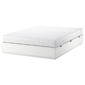NORDLI Bed frame with storage and mattress, white/Åkrehamn medium firm, 160x200 cm