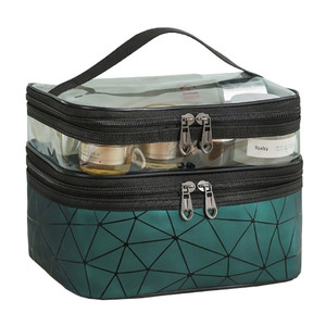 Cosmetic Bag, multi-level, green