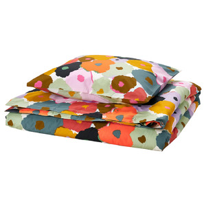 MURREVA Duvet cover and pillowcase, multicolour/floral pattern, 150x200/50x60 cm