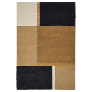 SKRIFTSPRÅK Rug, low pile, yellow-brown/blue, 133x195 cm