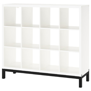 KALLAX Shelving unit with underframe, white/black, 147x129 cm