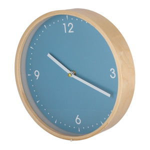 Wall Clock 25 x 25 cm, wood/turquoise
