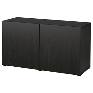 BESTÅ Storage combination with doors, black-brown, Lappviken black-brown, 120x42x65 cm